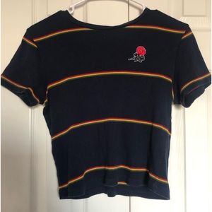 Mighty fine | stripped cropped T-shirt